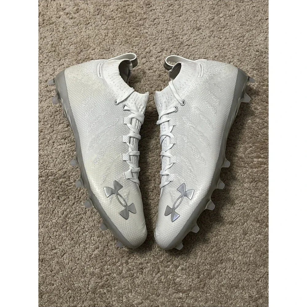 Mens SZ 12.5 Under Armour Spotlight Lux MC Football Cleats White New 3023961-100